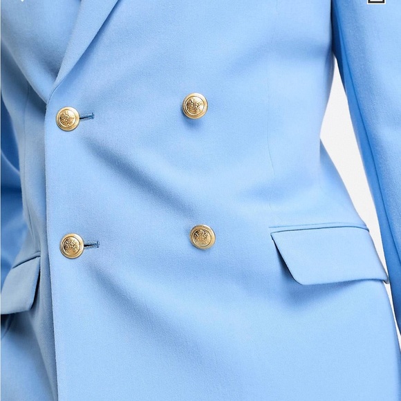 ASOS DESIGN wedding skinny blazer with gold buttons in blue - Picture 5 of 5